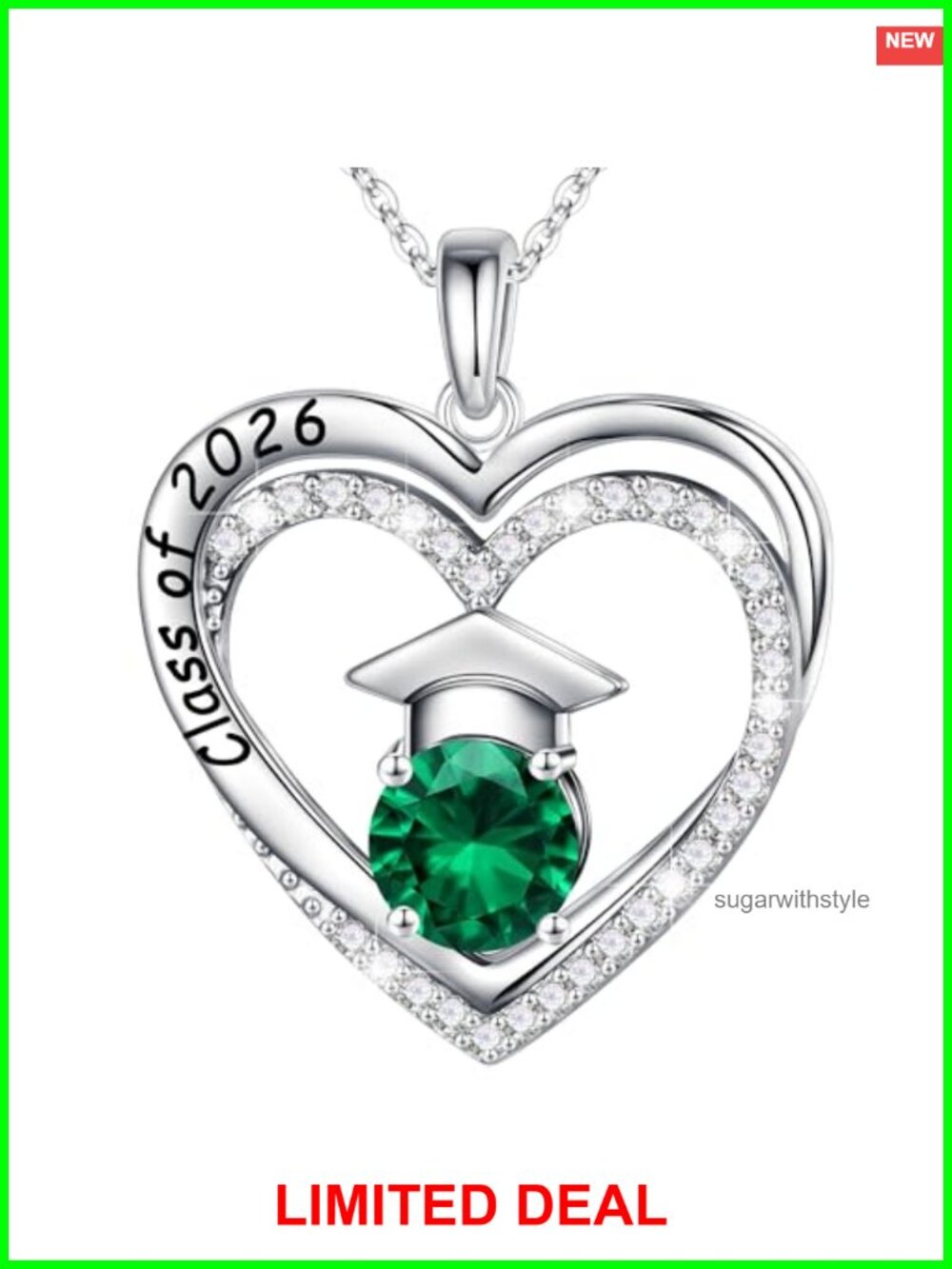 S925 Sterling Silver Graduation Heart Necklace 18in Cable Chain Gift
